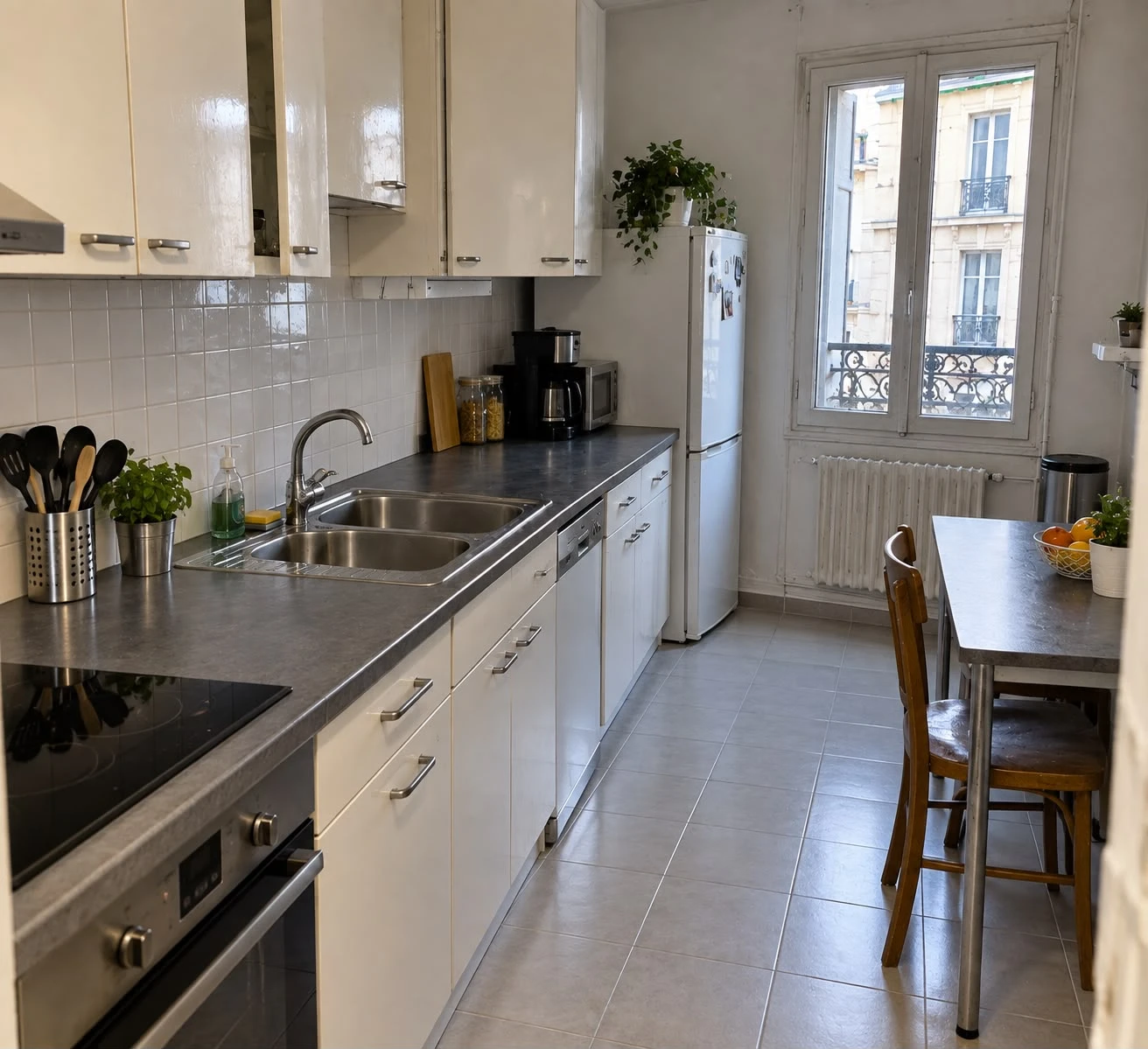 La même cuisine, nettoyée et remise en état après intervention